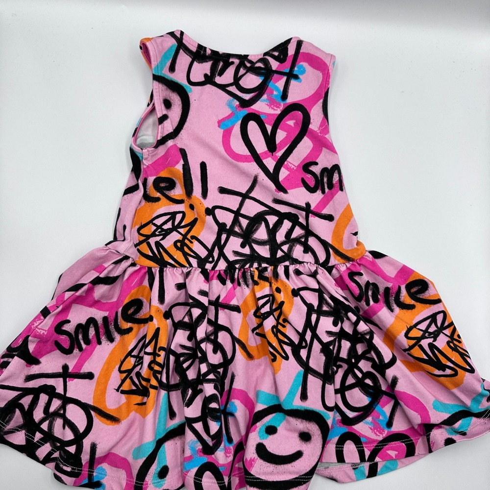 Rags Pink Graffiti Smile Heart Print Sleeveless Dress Kids 2T